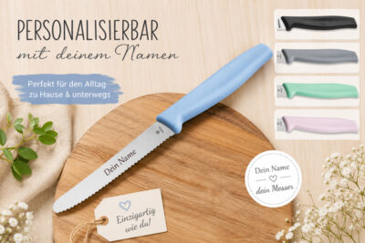 Böker Brötchen- und Frühstücksmesser - verschiedene Farben, Namensgravur möglich