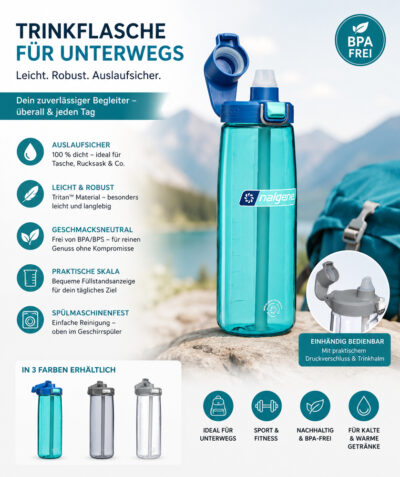 Nalgene Trinkflasche 'Straw' 0,65 Liter - Gravur möglich
