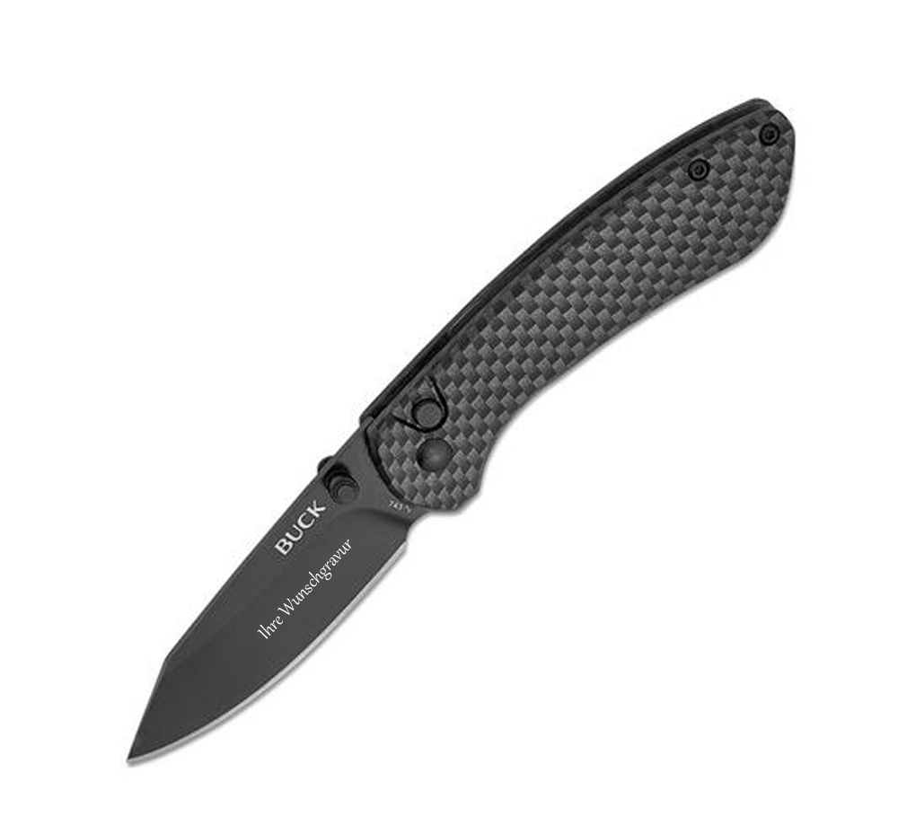 Buck Einhandmesser, Mini Sovereign, Kohlefaser BU-0743CFS - Gravur auf der Klinge möglich