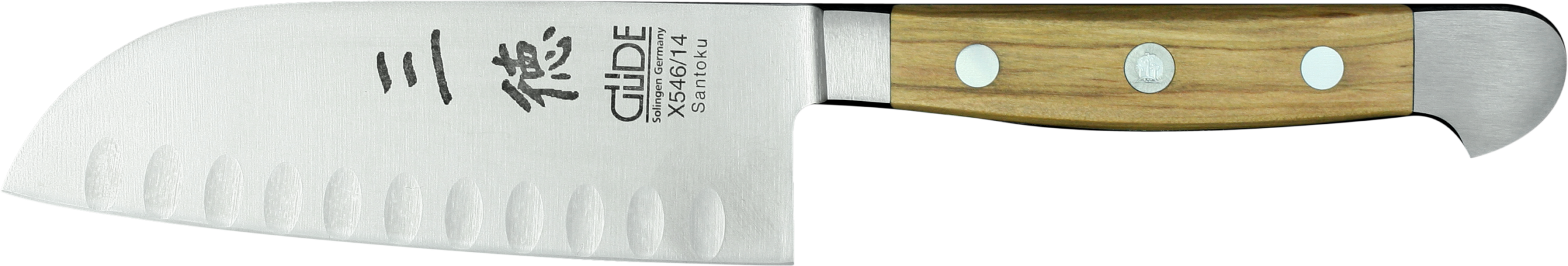 Güde Alpha Santokumesser 14cm, Kullenschliff, Olivenholz