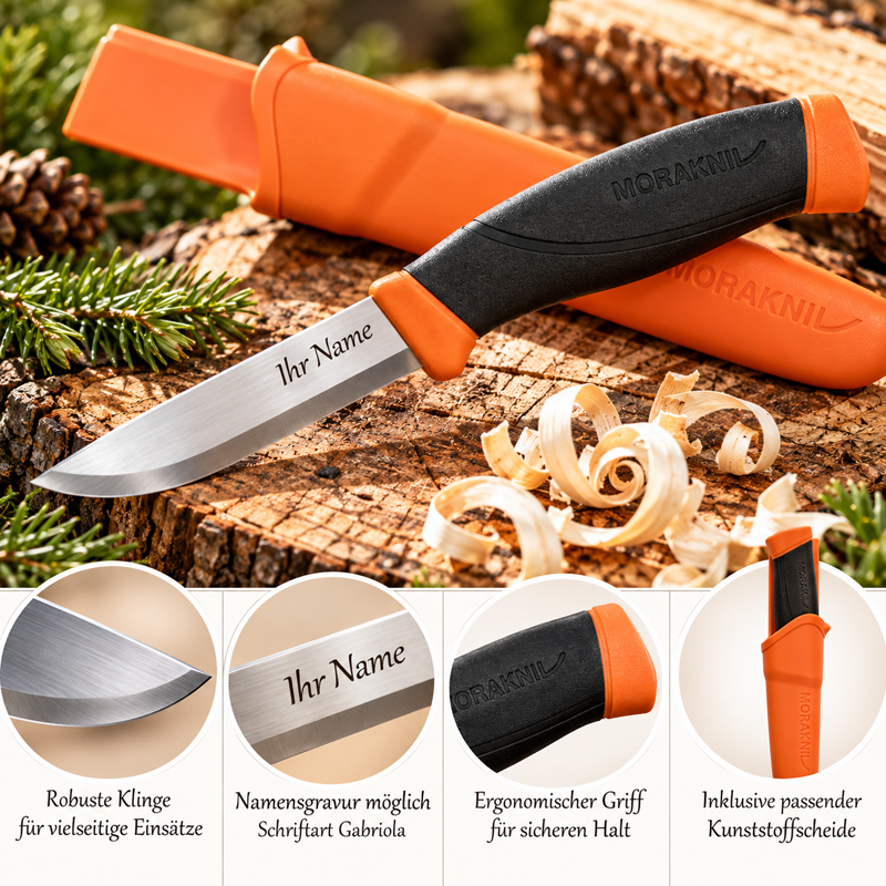Morakniv Gürtelmesser COMPANION, burnt orange, Klingenlänge 10,5cm - Gravur möglich
